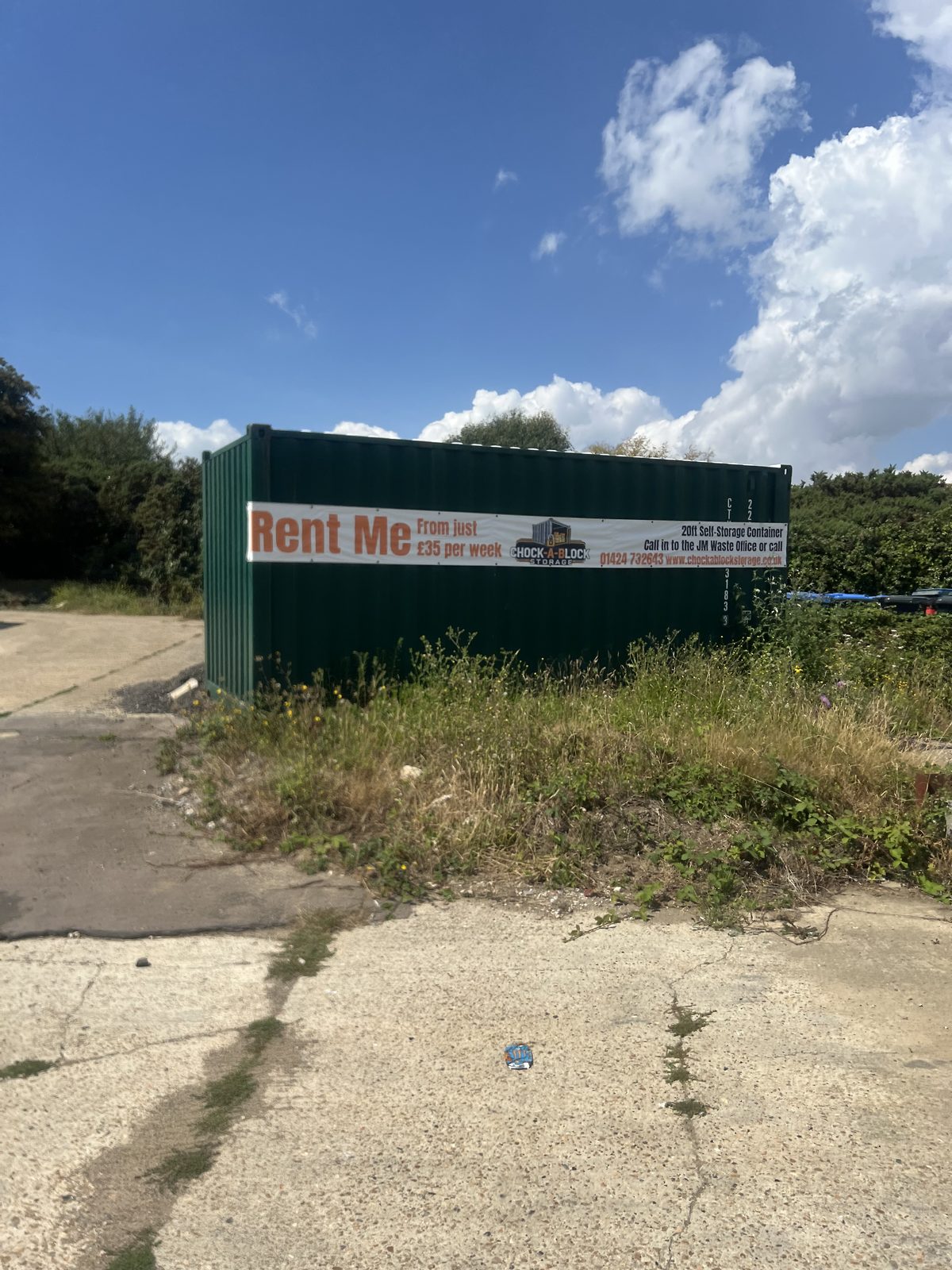 20ft self-storage container for hire at Chock-a-Block Storage, Bexhill-on-Sea